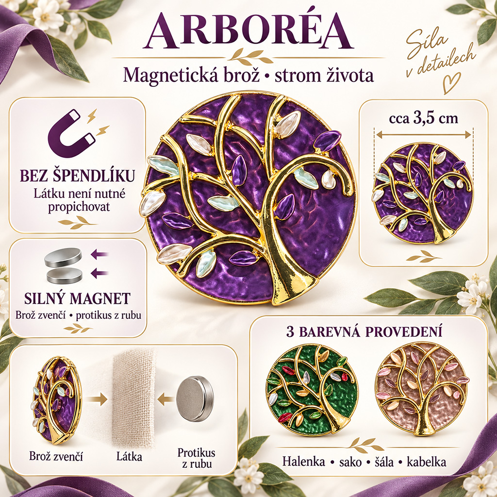 Dámská magnetická brož Arboréa (1)